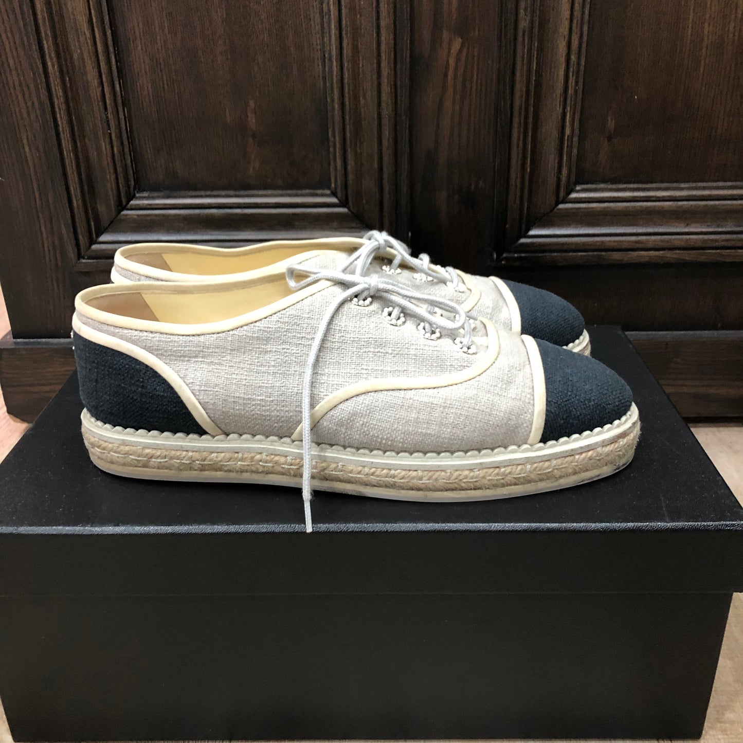 CHANEL Espadrille Shoes Size 38.5