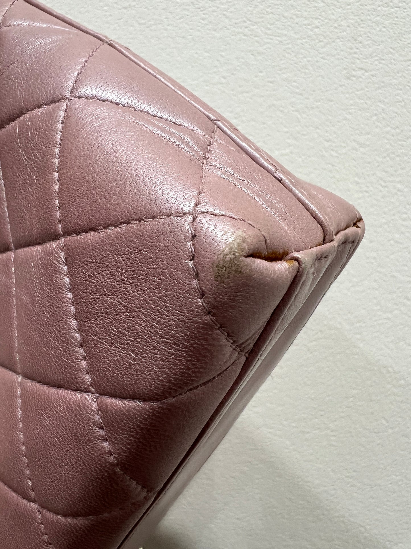 CHANEL pink lambskin shoulder bag