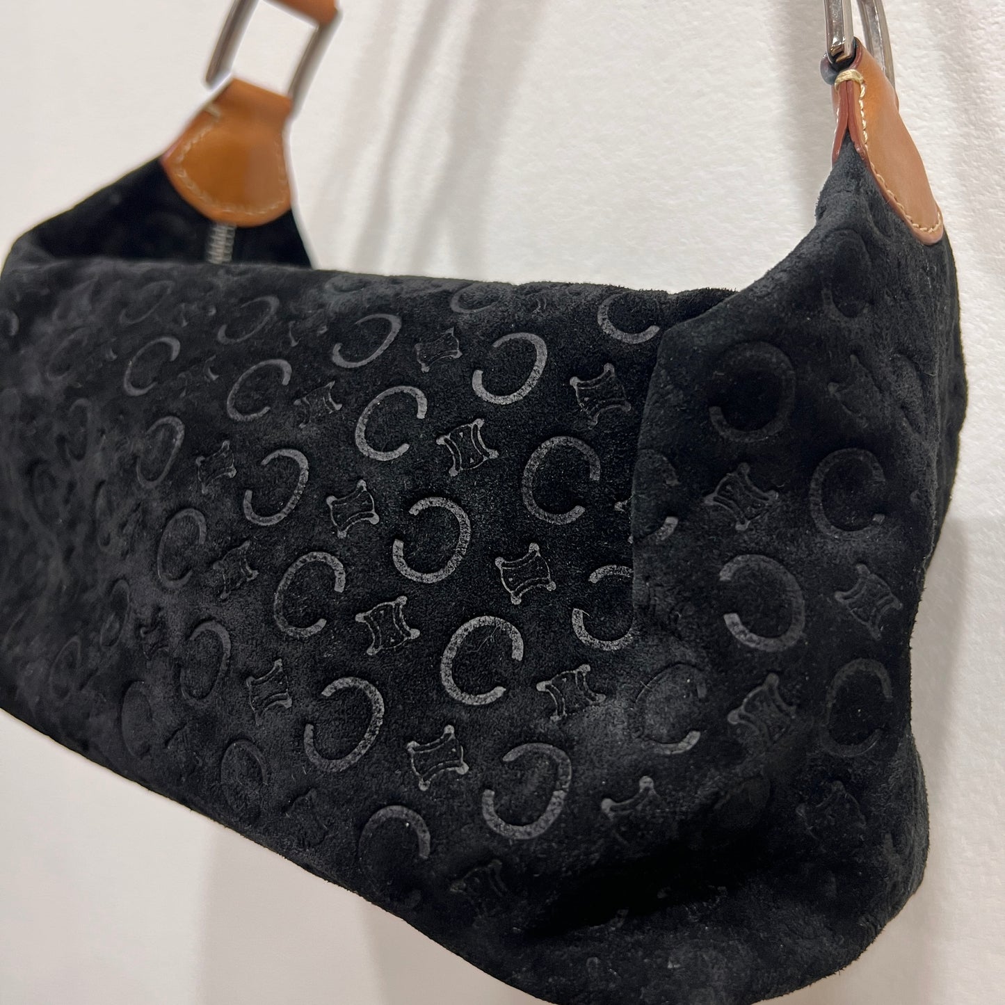 Celine Shoulder Bag Black Suede