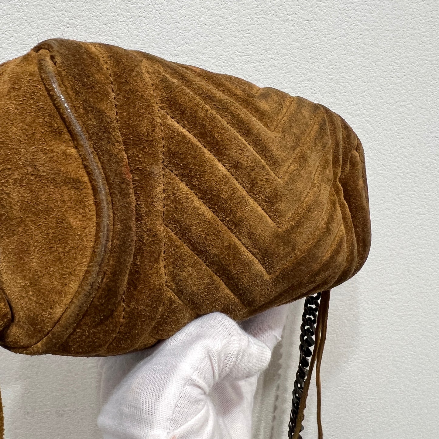 YSL Brown Suede Crossbody Bag