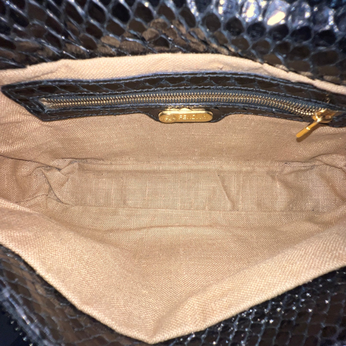 FENDI Beaded and Phyton Baguette