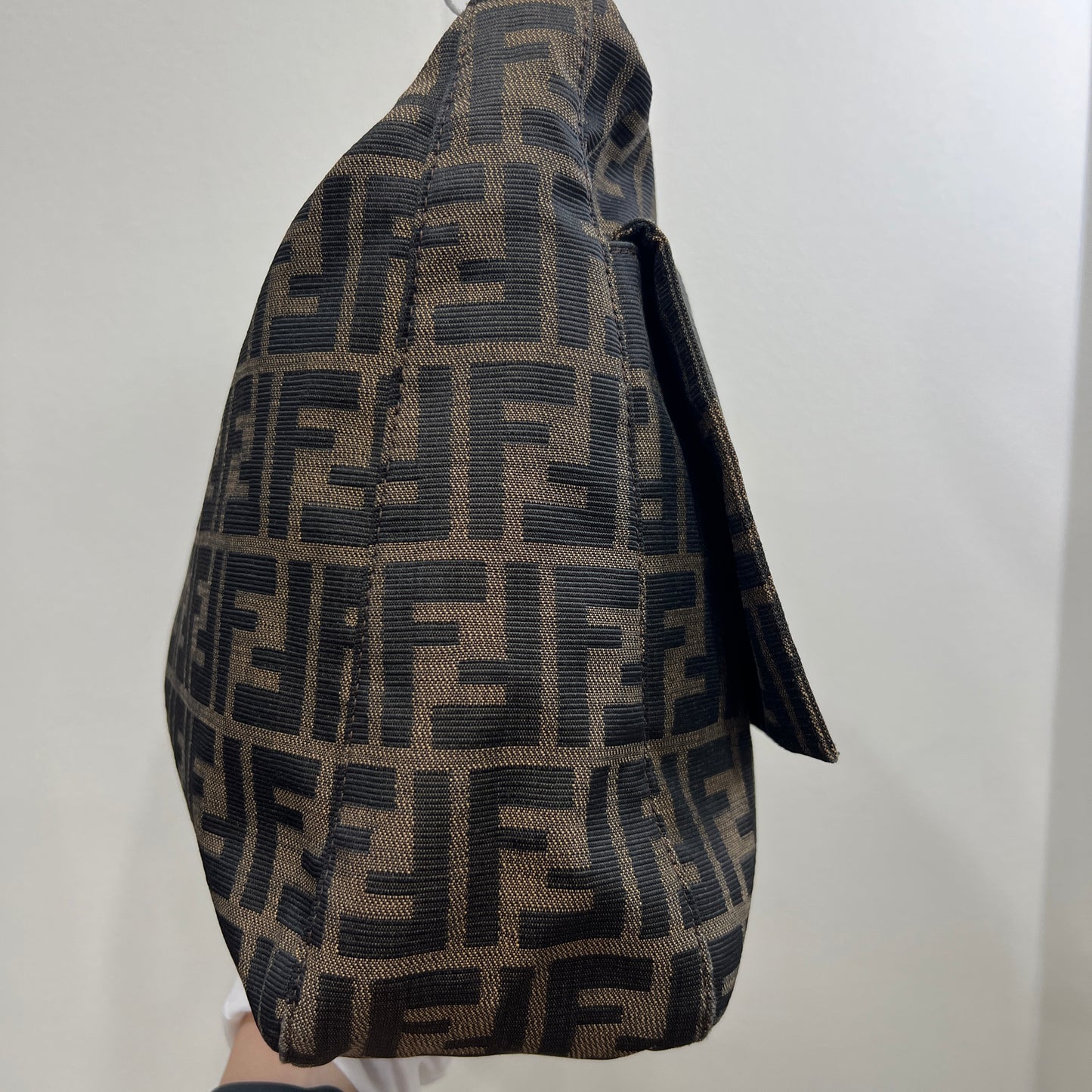 FENDI Mamma One Shoulder Baguette Silver