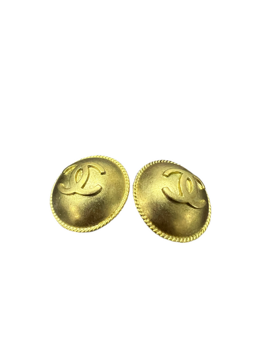 Chanel CC Logo Button Earrings