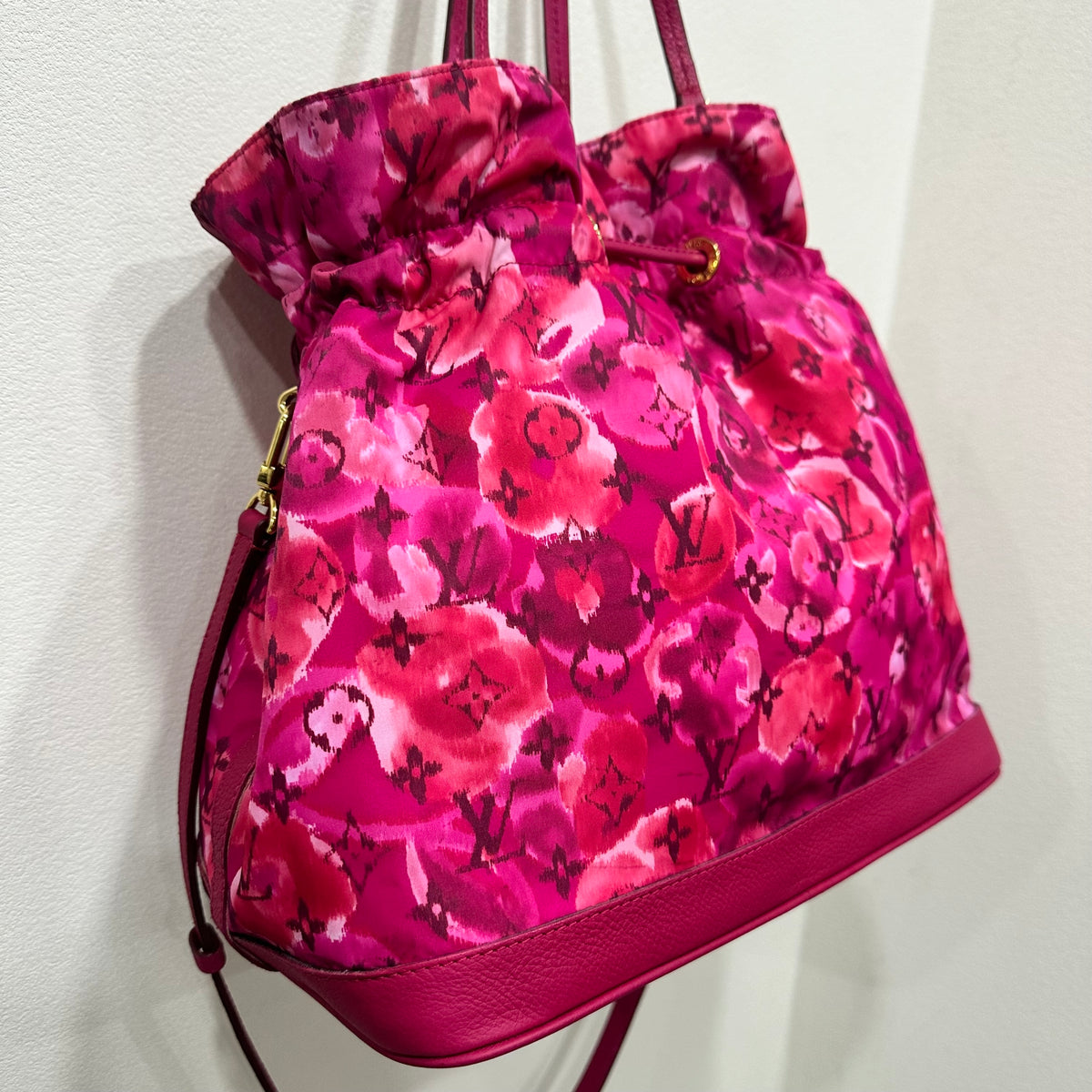 LOUIS VUITTON 2013 Limited Edition Monogram Nylon Ikat Flower Noefull MM Bucket Bag