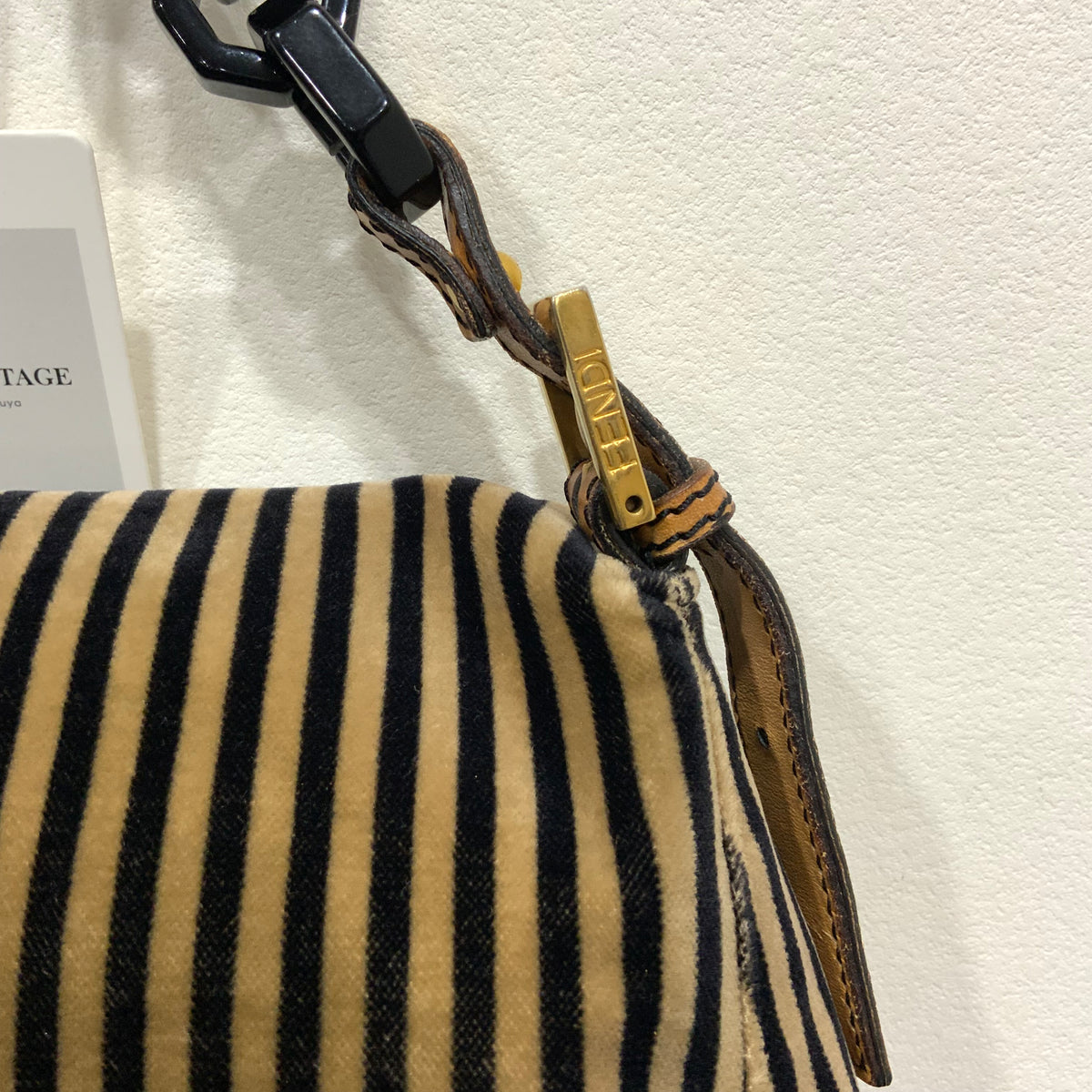 FENDI Velvet Pequin Striped Mamma Baguette Flap