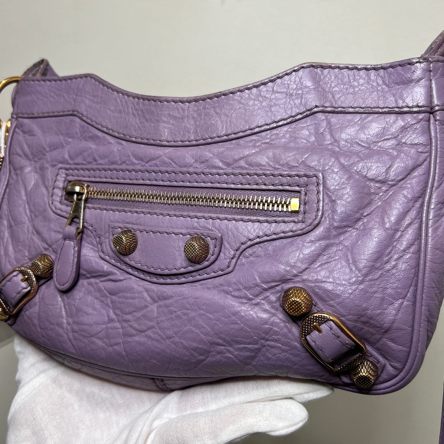 BALENCIAGA Lilac Leather Hip Crossbody