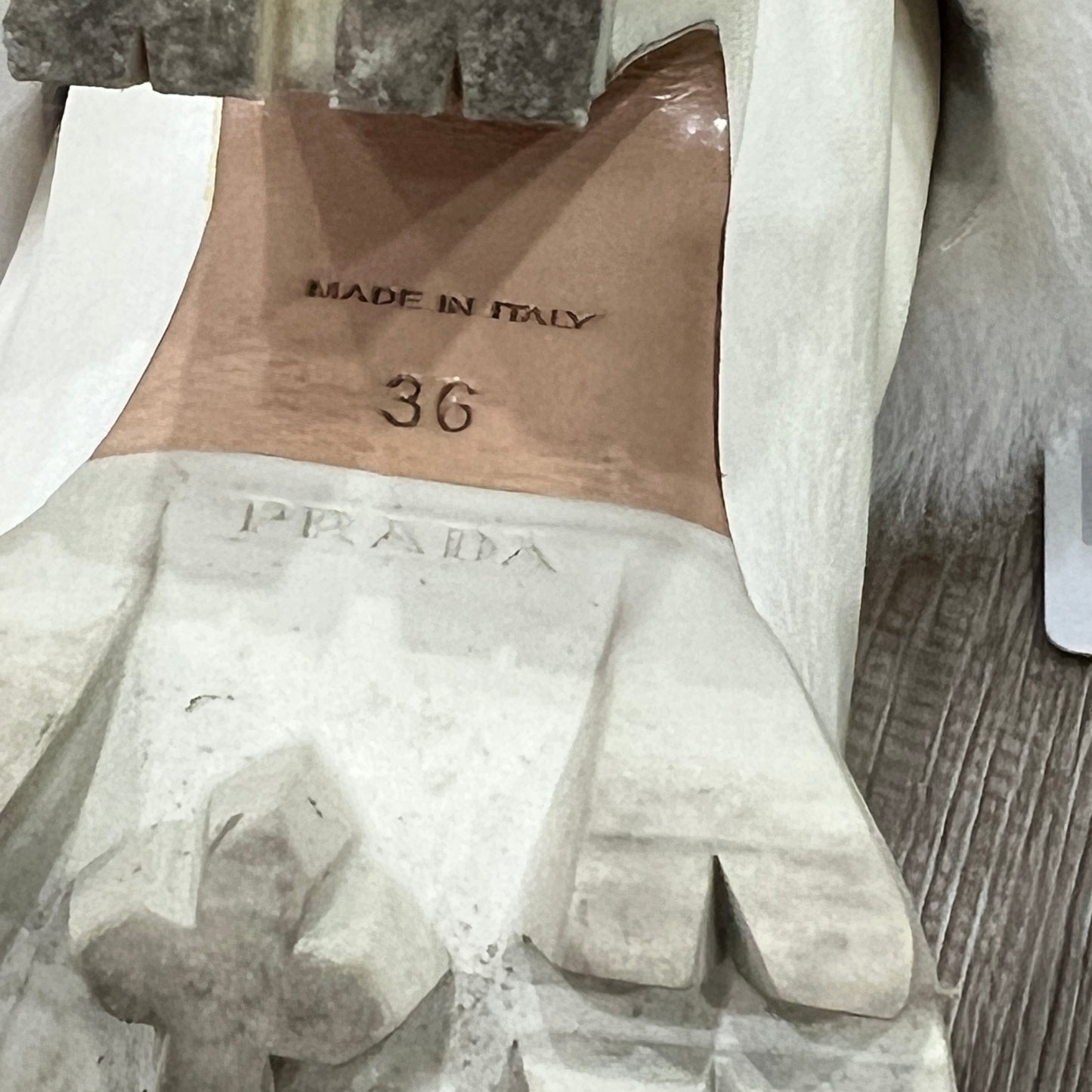 PRADA White Leather Fur Lined Shearling Half Boots Size 6 or 36 Shoes