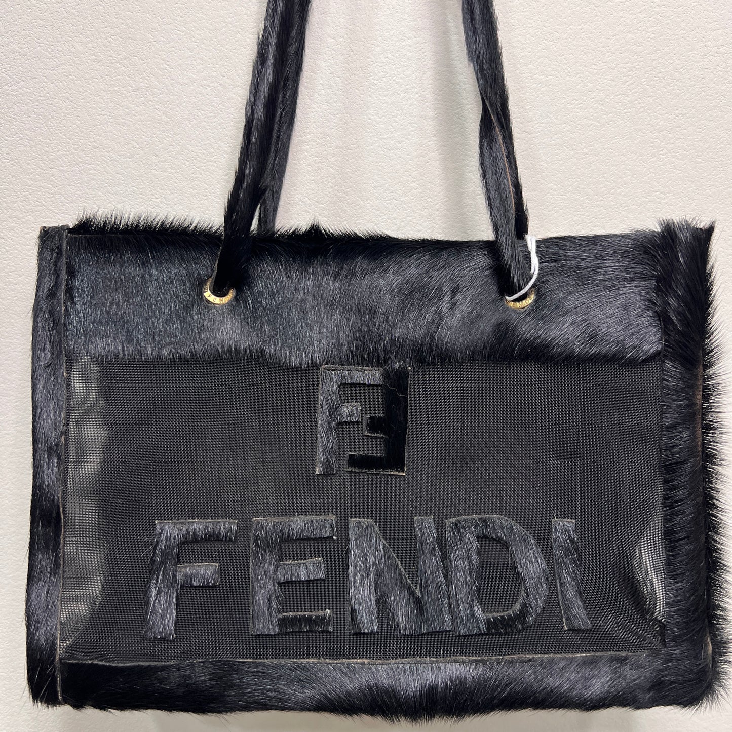 FENDI FF Zucca Black Mesh Tote Bag (264201)