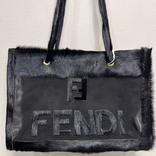FENDI FF Zucca Black Mesh Tote Bag (264201)