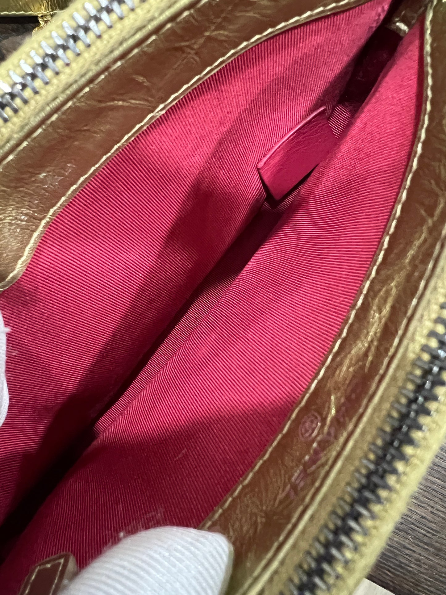 CHANEL Mini Gabrielle Clutch Gold Calfskin