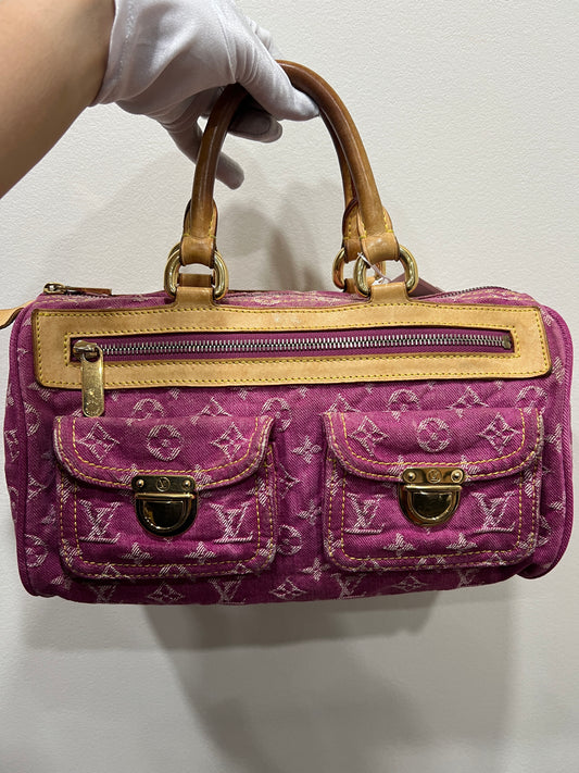 LOUIS VUITTON PINK DENIM HAND BAG