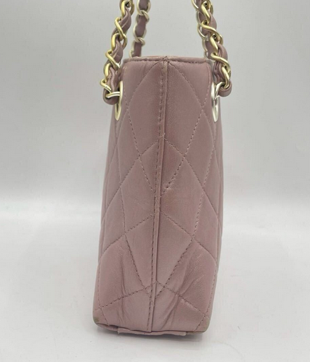 CHANEL pink lambskin shoulder bag