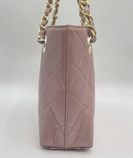CHANEL pink lambskin shoulder bag