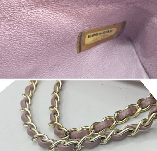 CHANEL pink lambskin shoulder bag