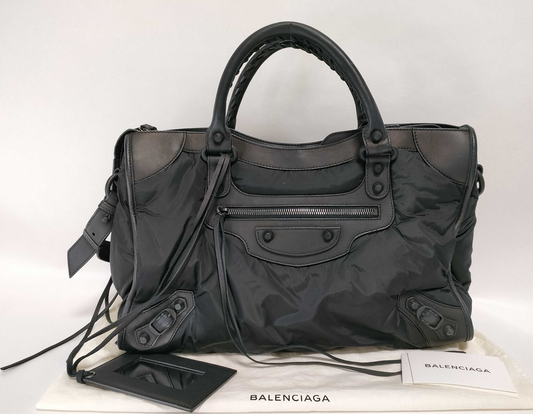 BALENCIAGA BLACK Nylon City Bag