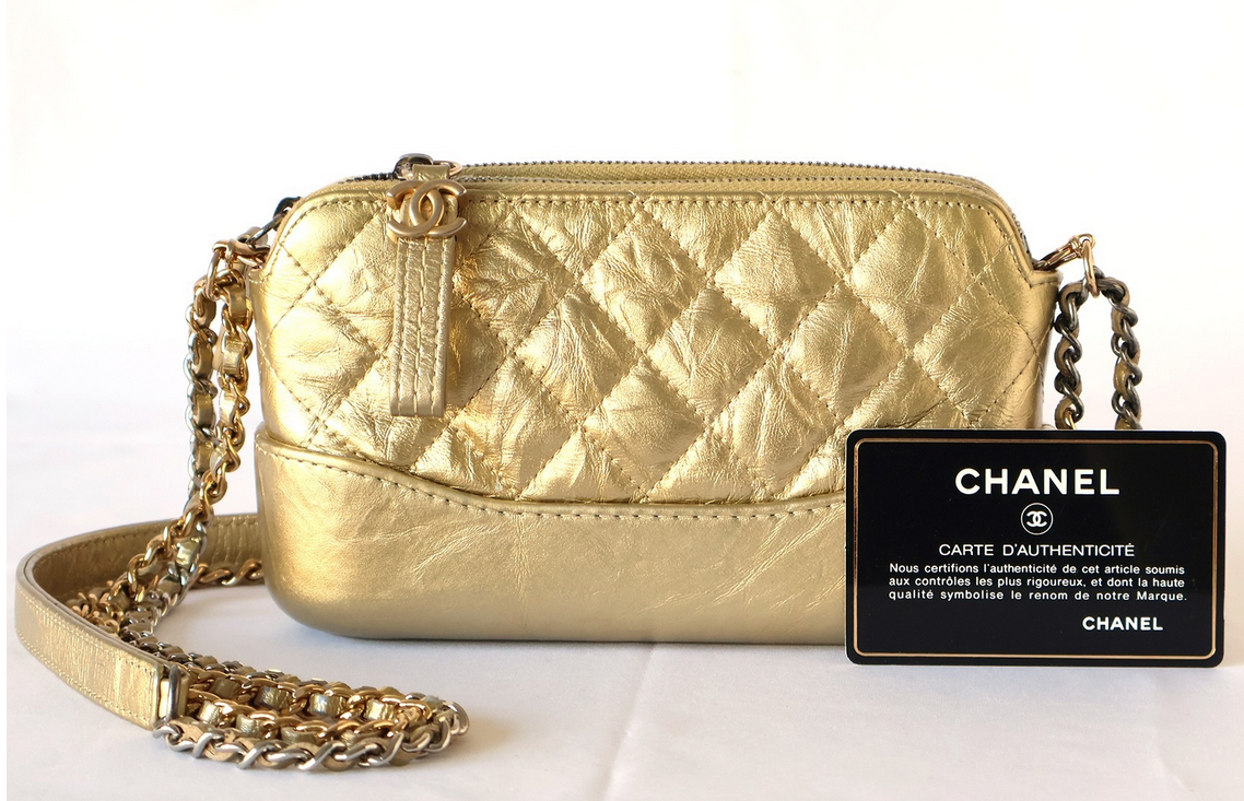 CHANEL Mini Gabrielle Clutch Gold Calfskin
