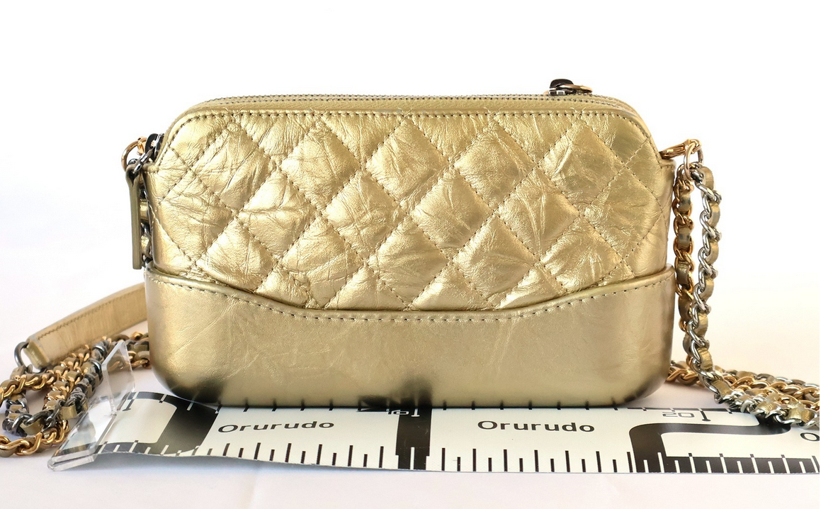 CHANEL Mini Gabrielle Clutch Gold Calfskin