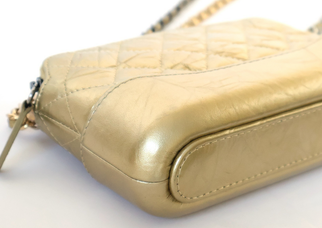 CHANEL Mini Gabrielle Clutch Gold Calfskin