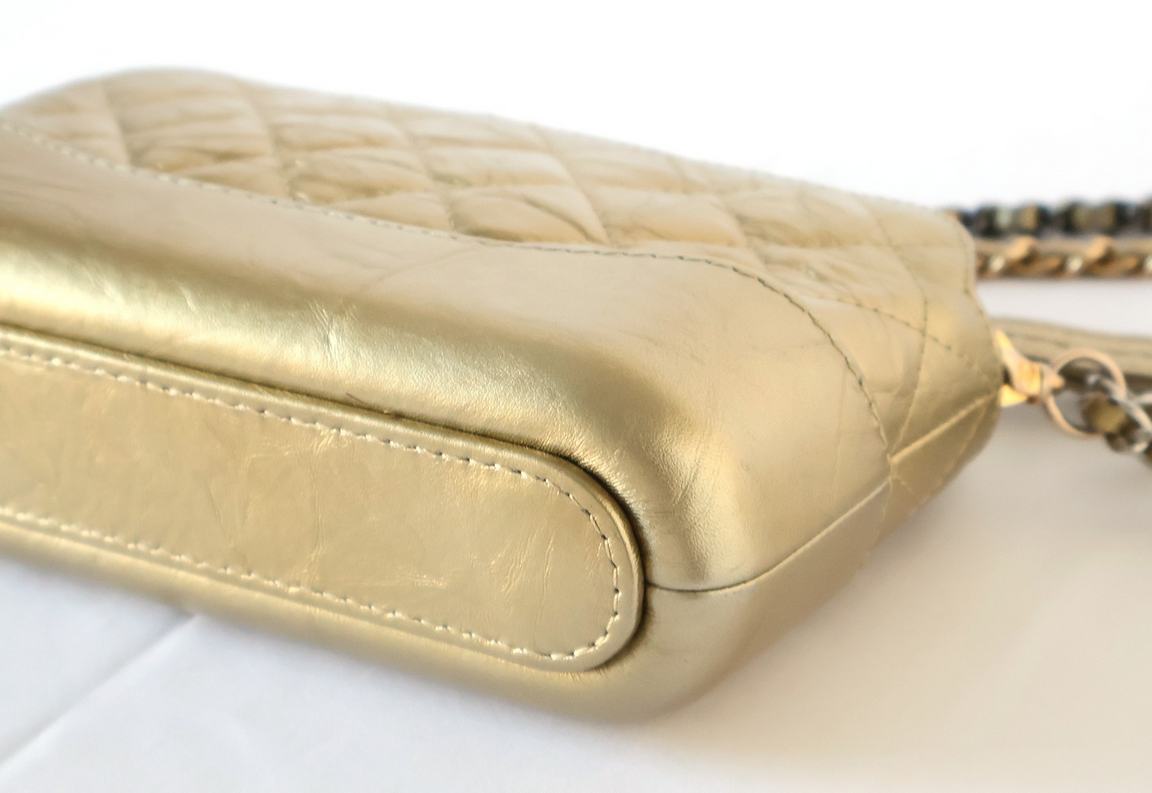 CHANEL Mini Gabrielle Clutch Gold Calfskin
