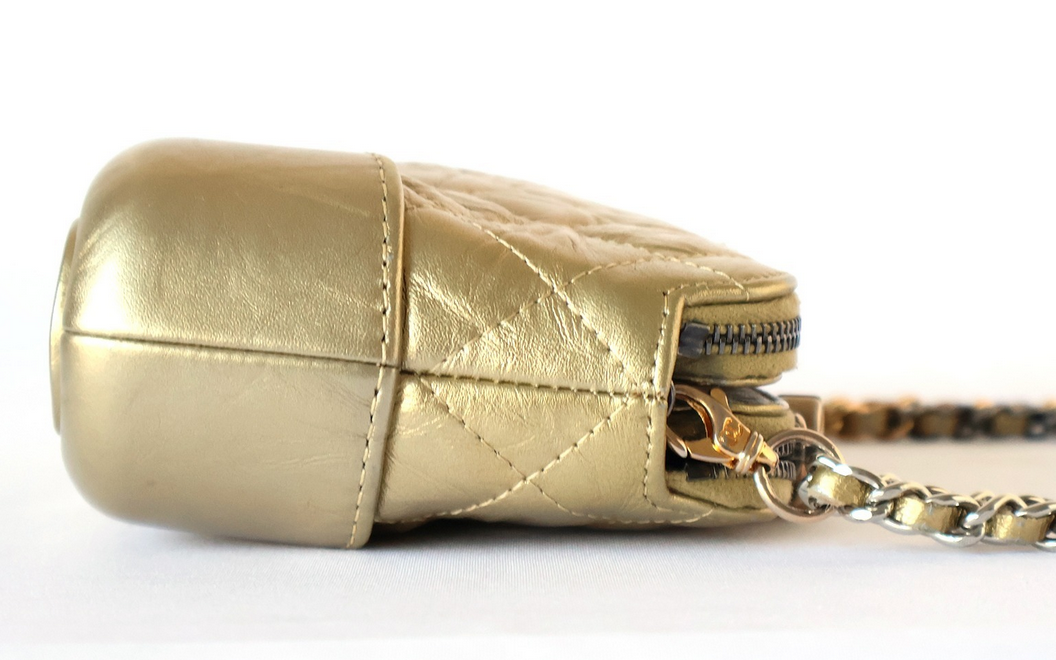 CHANEL Mini Gabrielle Clutch Gold Calfskin