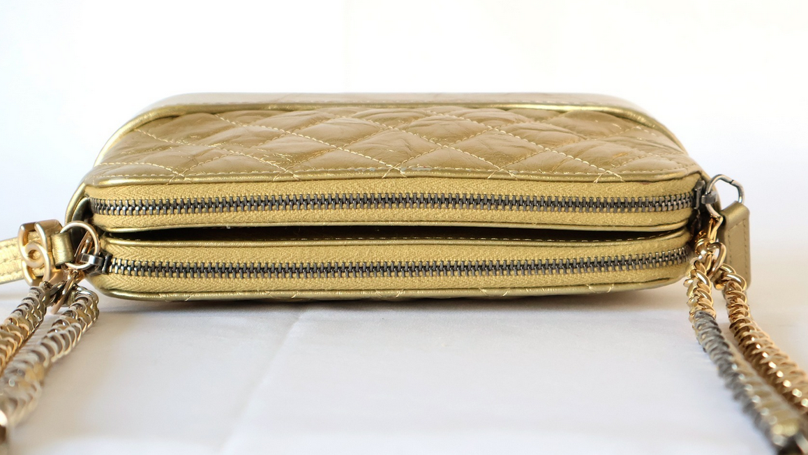 CHANEL Mini Gabrielle Clutch Gold Calfskin