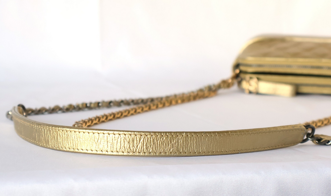 CHANEL Mini Gabrielle Clutch Gold Calfskin