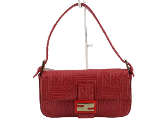 FENDI Baguette 1997 Red embossed Nappa Leather