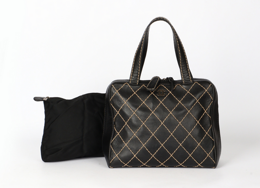 CHANEL wild stitch hand bag with pouch
