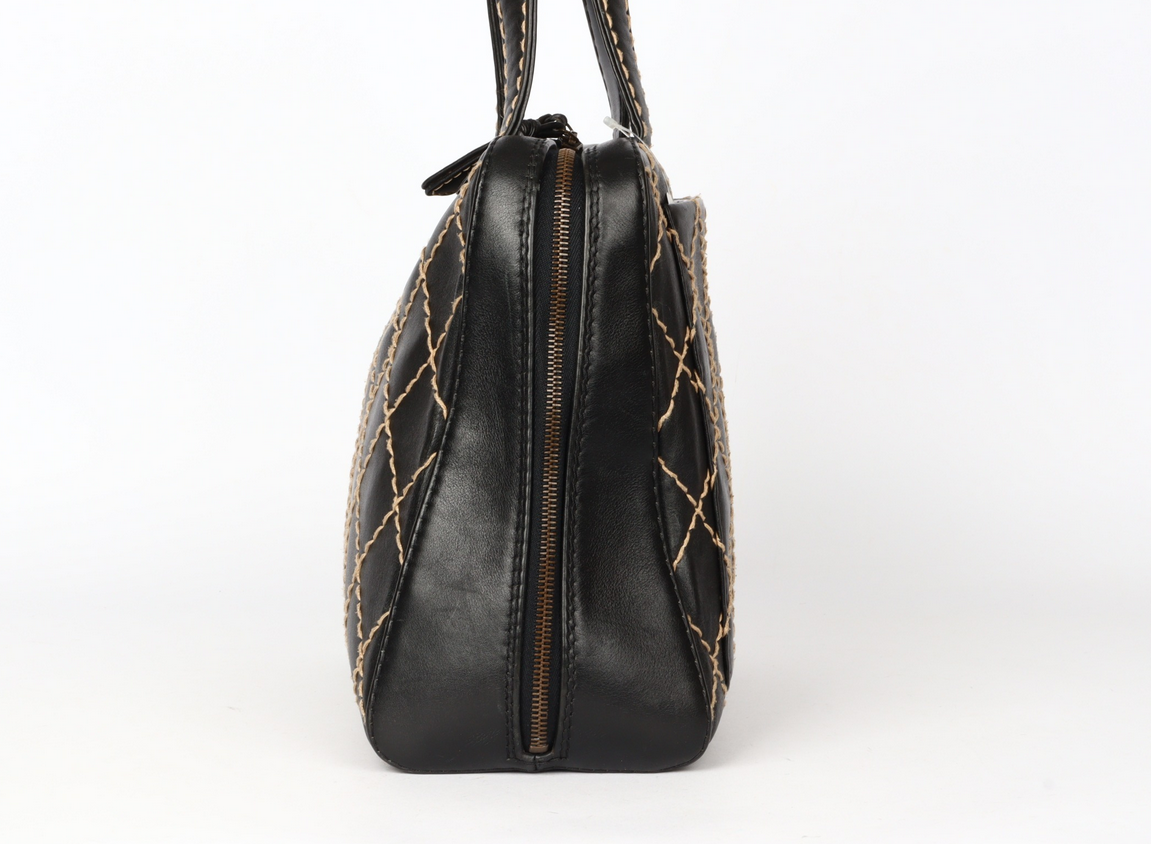CHANEL wild stitch hand bag with pouch