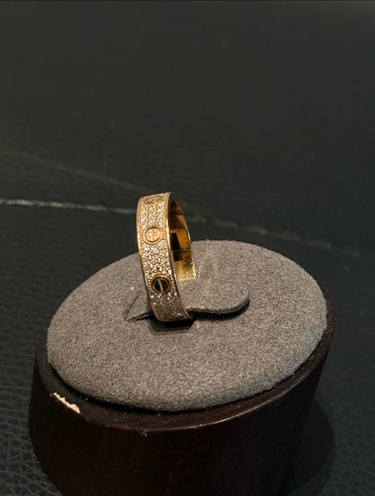 Cartier Love ring pink gold diamond paved