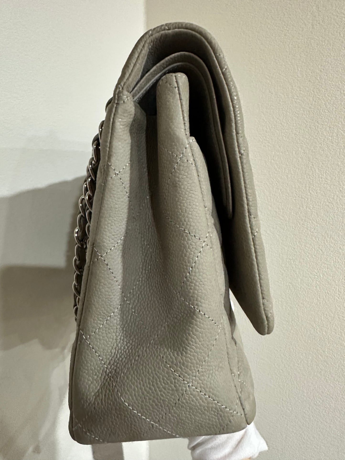 Chanel double flap maxi caviar grey