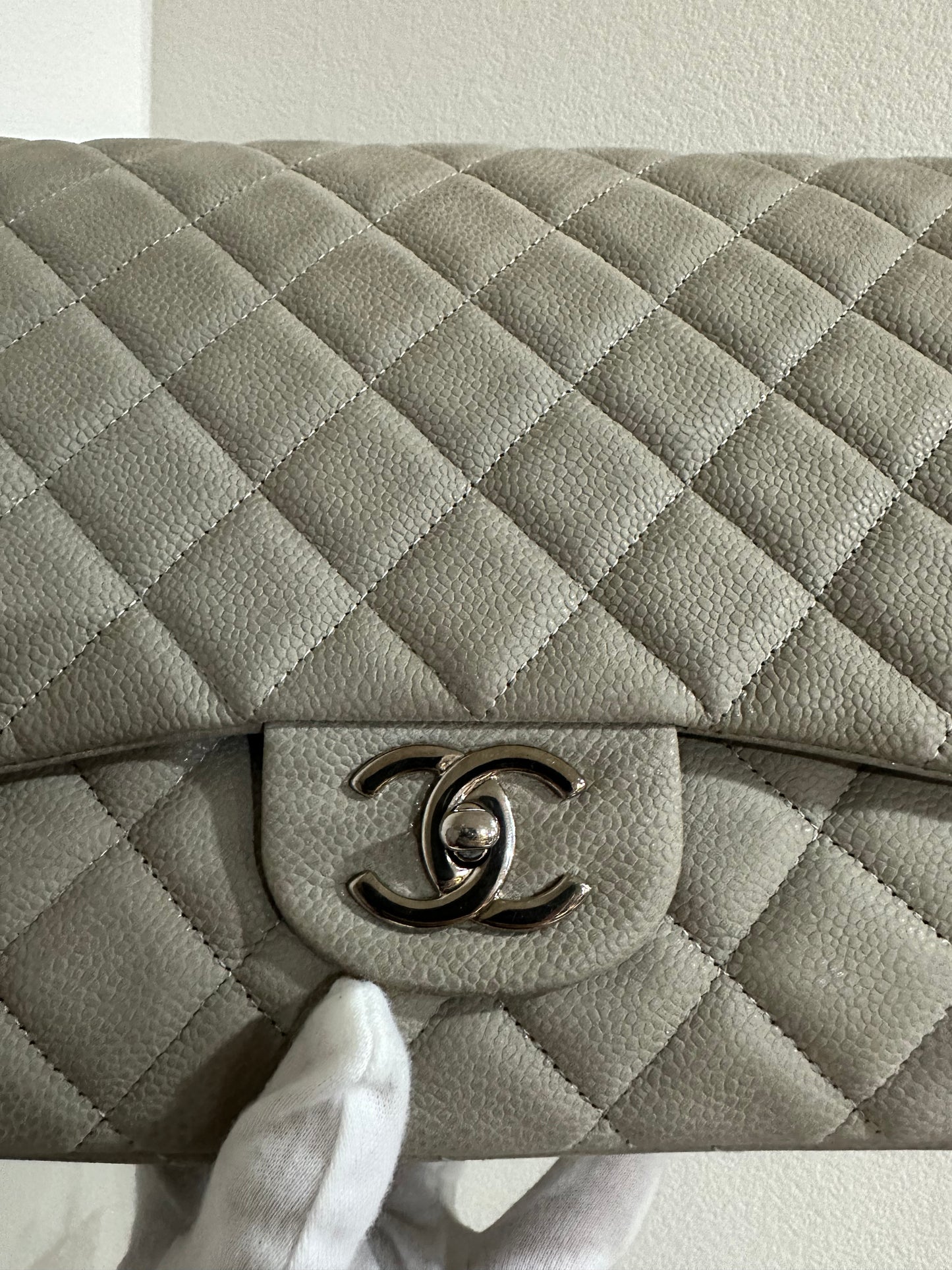 Chanel double flap maxi caviar grey