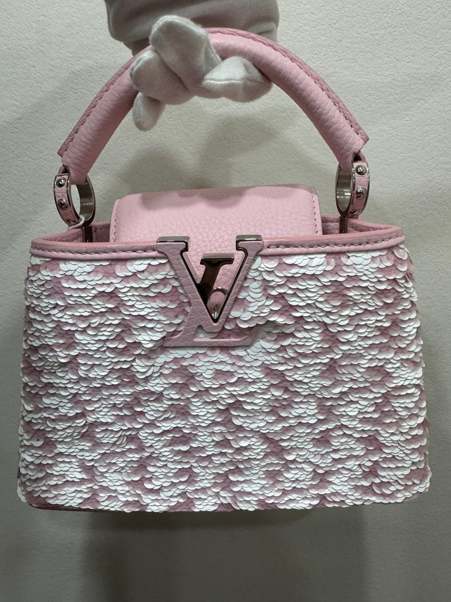 Louis Vuitton Capucines Handbag Sequins Mini Pink