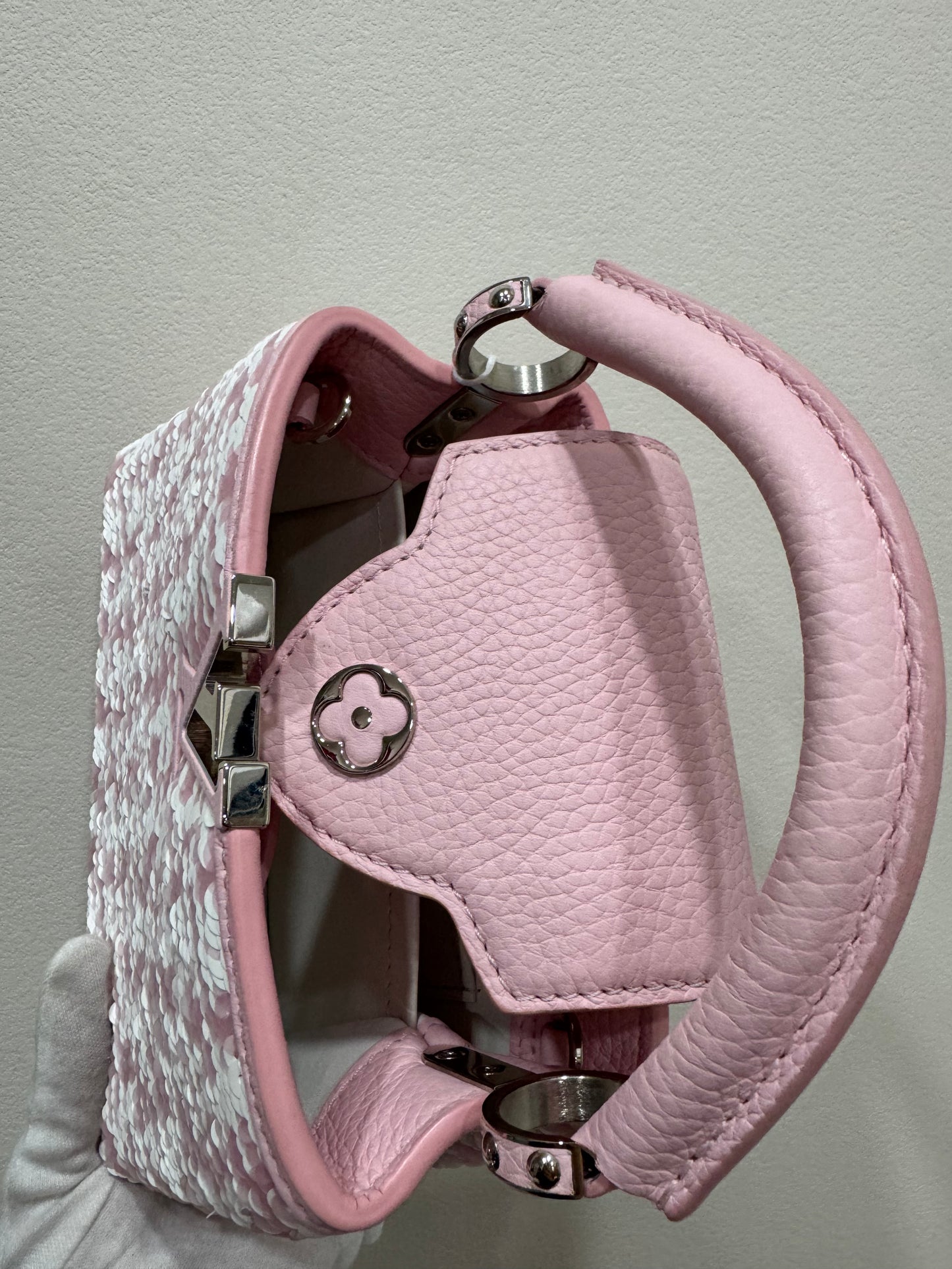 Louis Vuitton Capucines Handbag Sequins Mini Pink