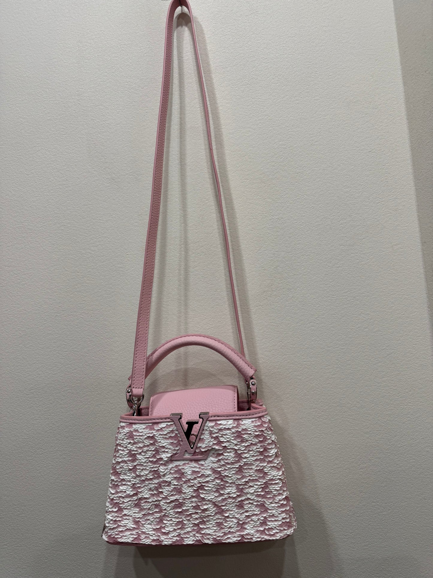 Louis Vuitton Capucines Handbag Sequins Mini Pink