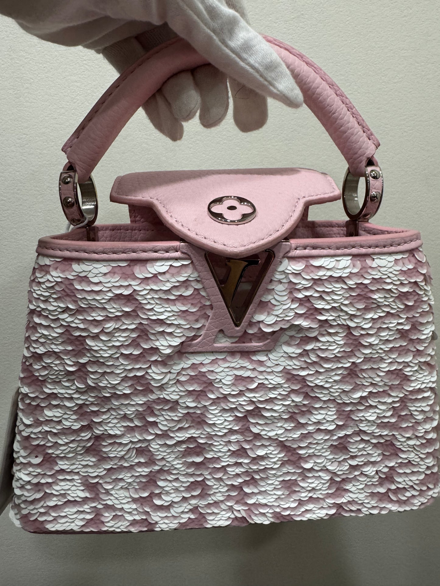 Louis Vuitton Capucines Handbag Sequins Mini Pink