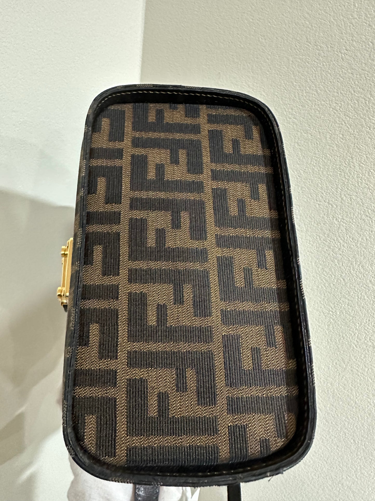 Fendi Zucca pattern canvas and leather vanity shoulder bag