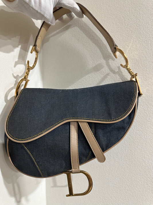 Dior Saddle Medium Leather Denim Blue