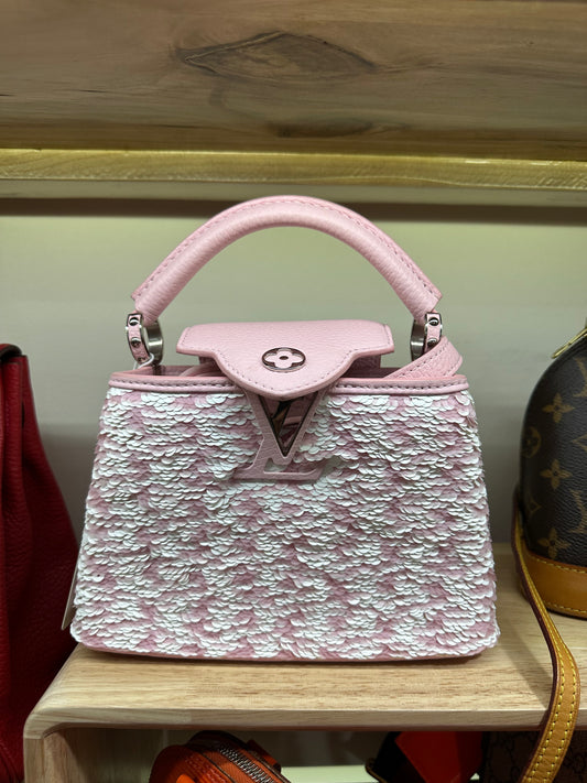 Louis Vuitton Capucines Handbag Sequins Mini Pink