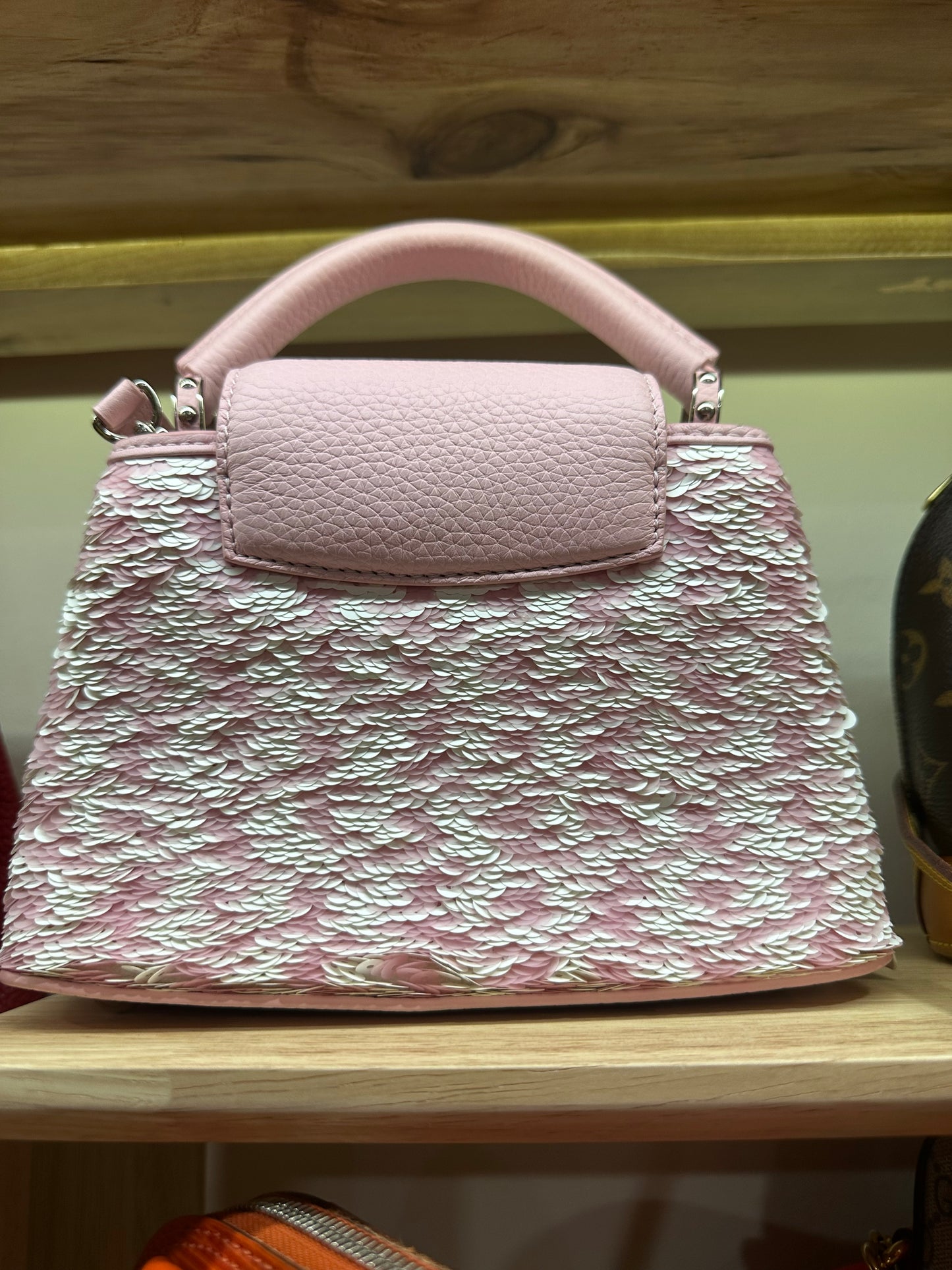 Louis Vuitton Capucines Handbag Sequins Mini Pink