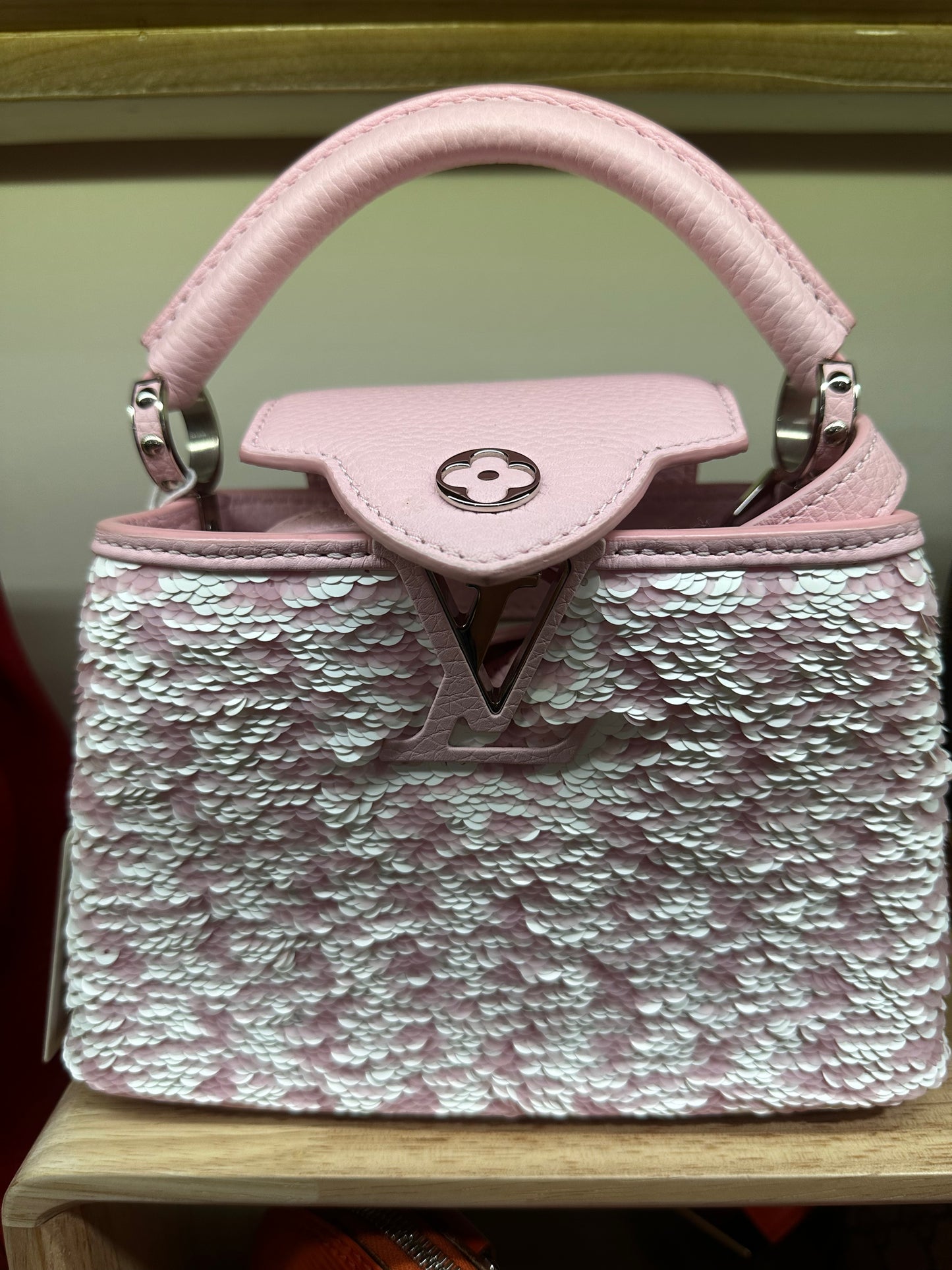 Louis Vuitton Capucines Handbag Sequins Mini Pink