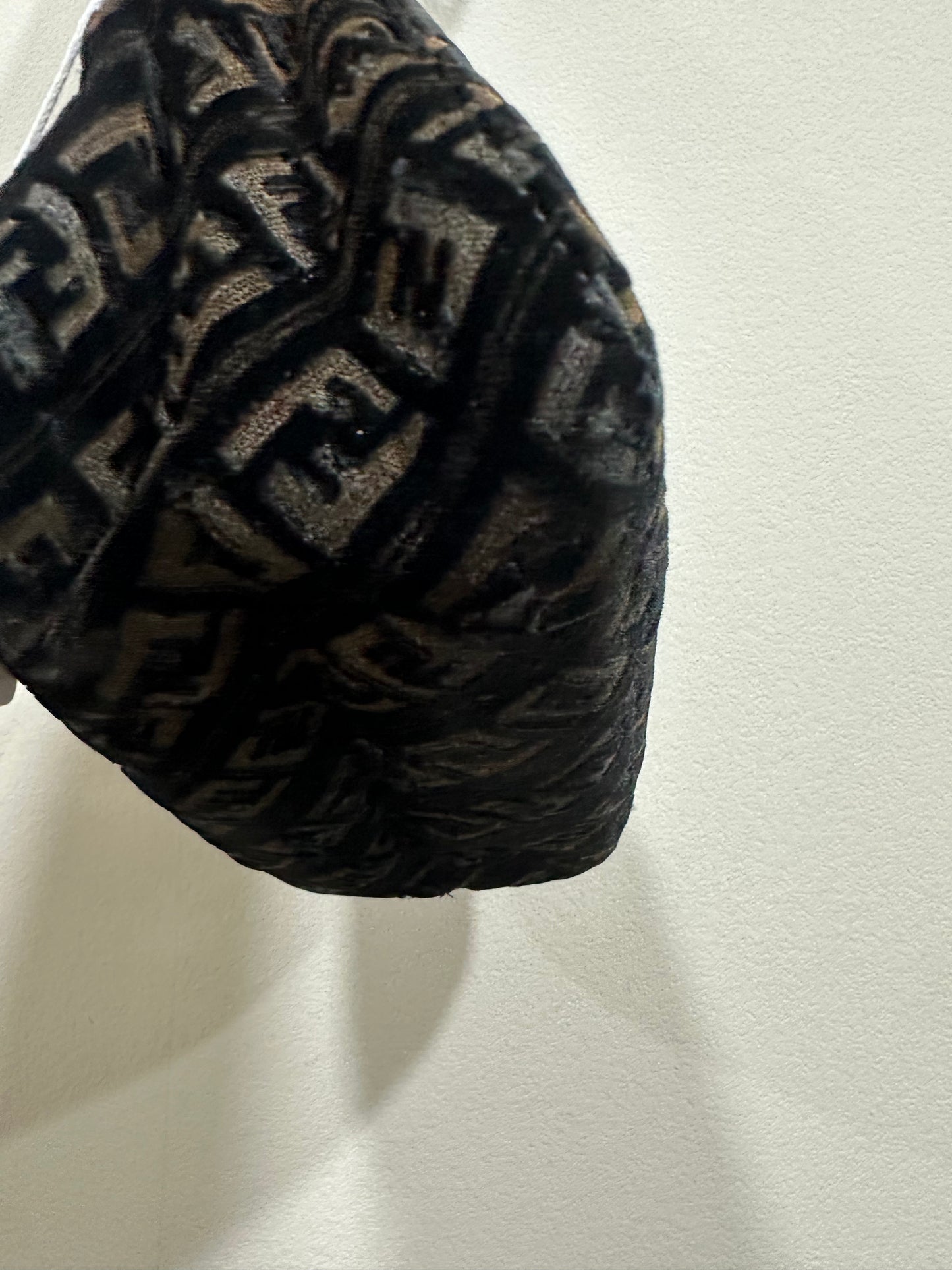 Fendi Zucchino Canvas Mini Mamma Baguette Shoulder Bag Velor Black