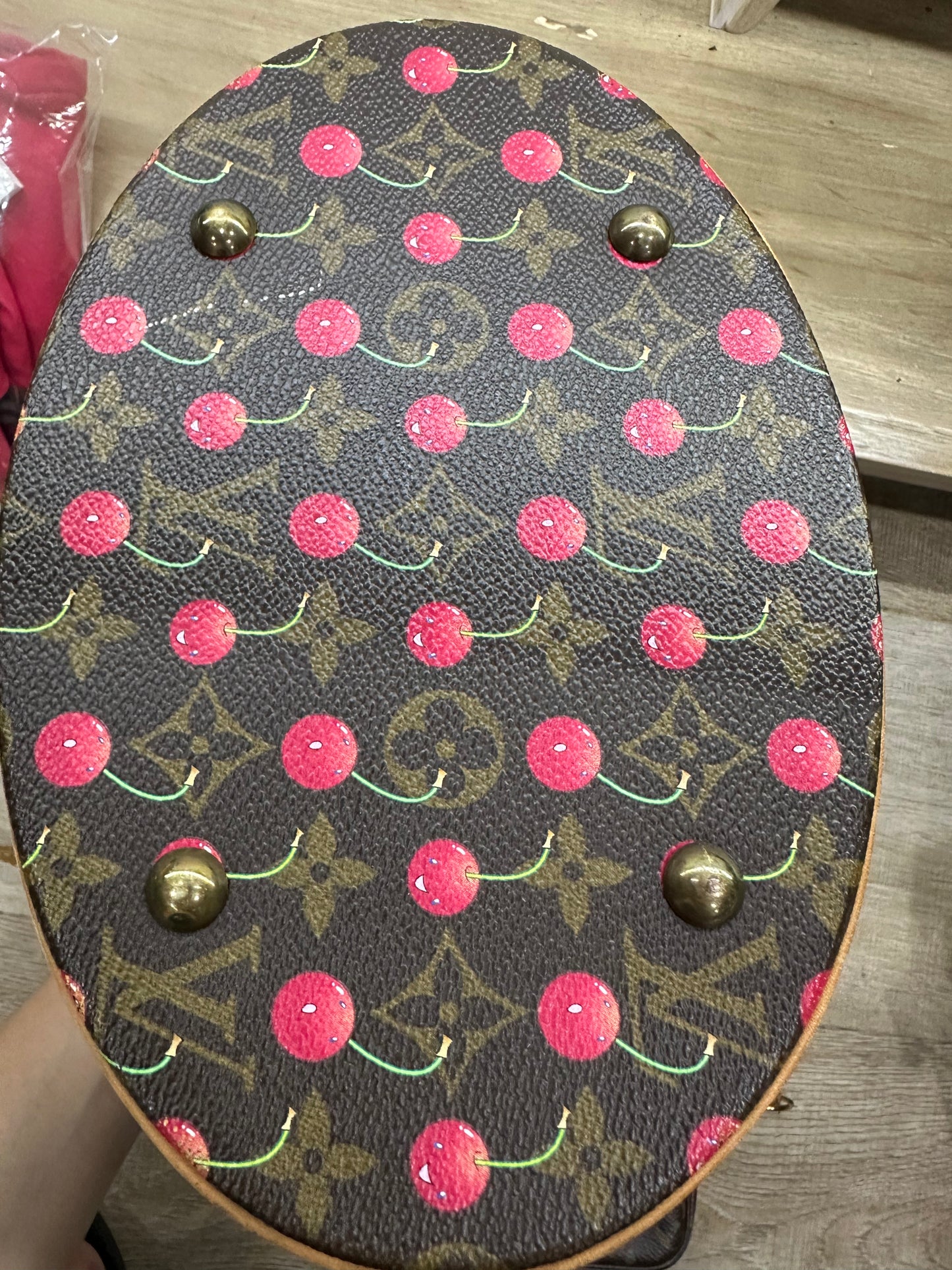 Louis Vuitton Murakami cherry bucket  with accessories pouch