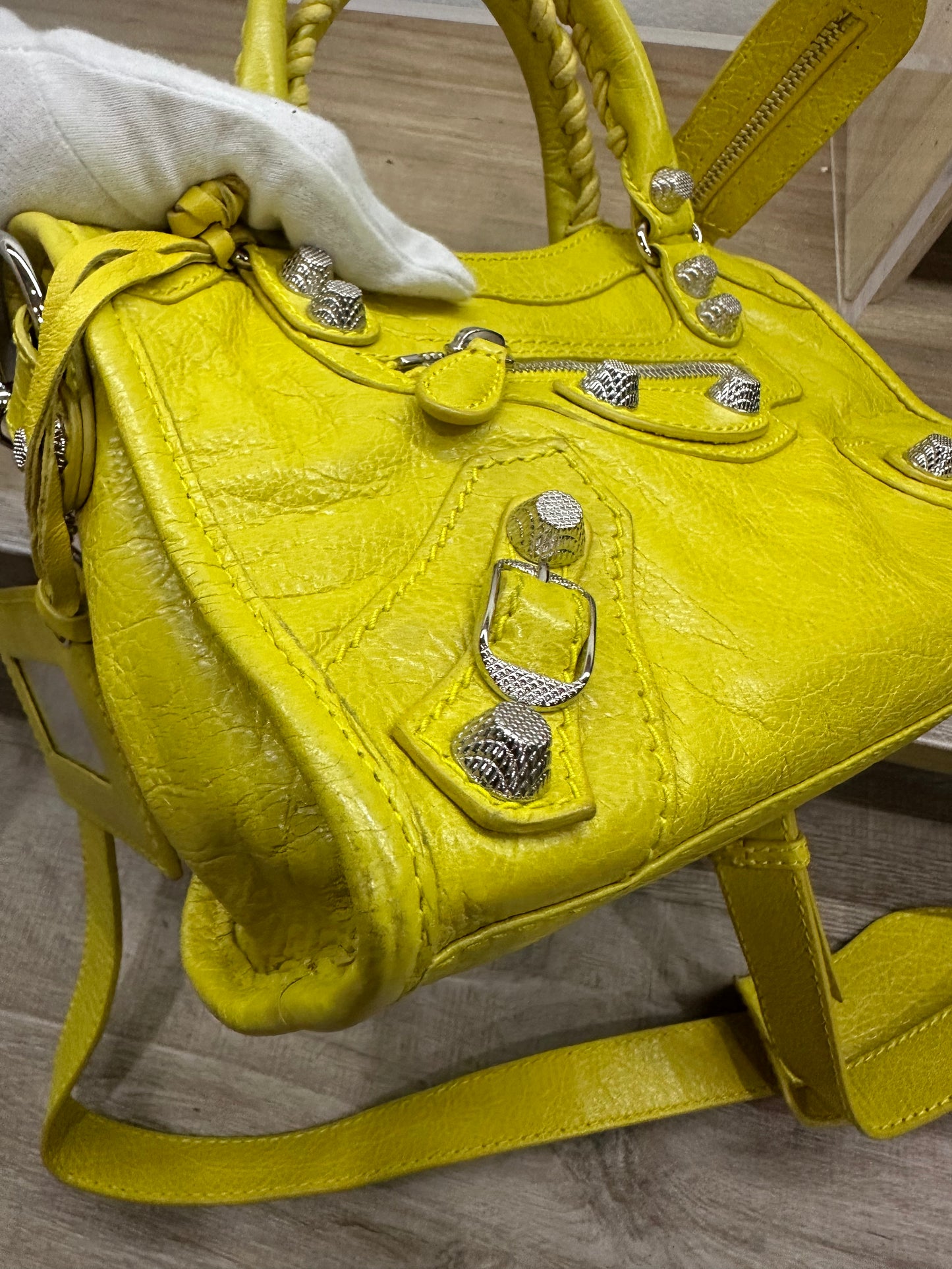 Balenciaga city bag small yellow