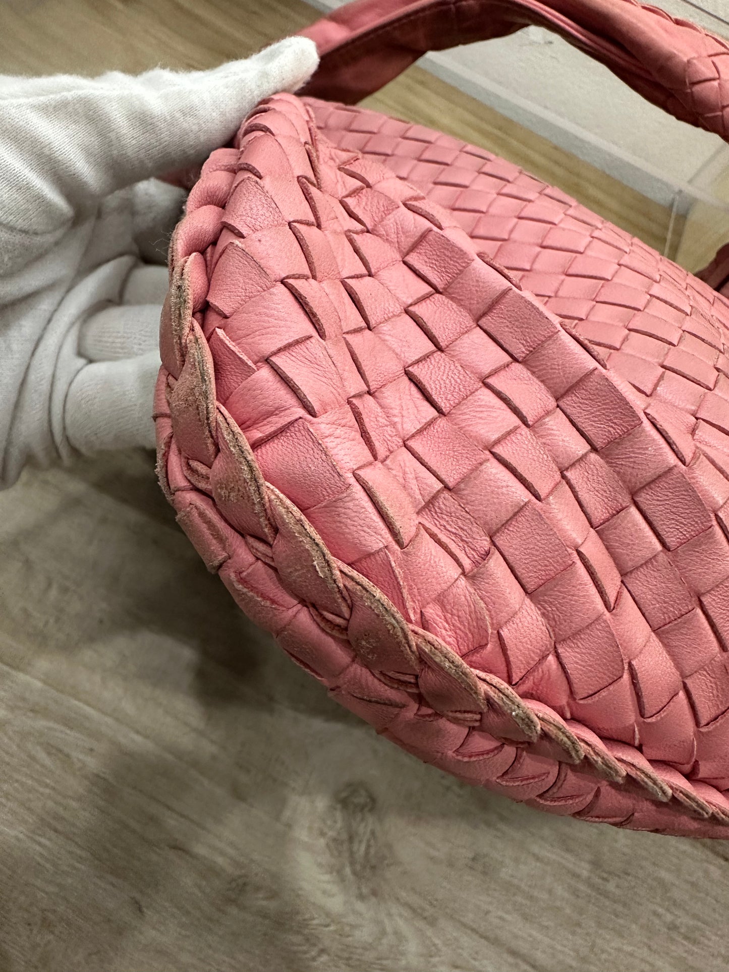 BOTTEGA VENETA Pink Leather Hobo Shoulder Bag
