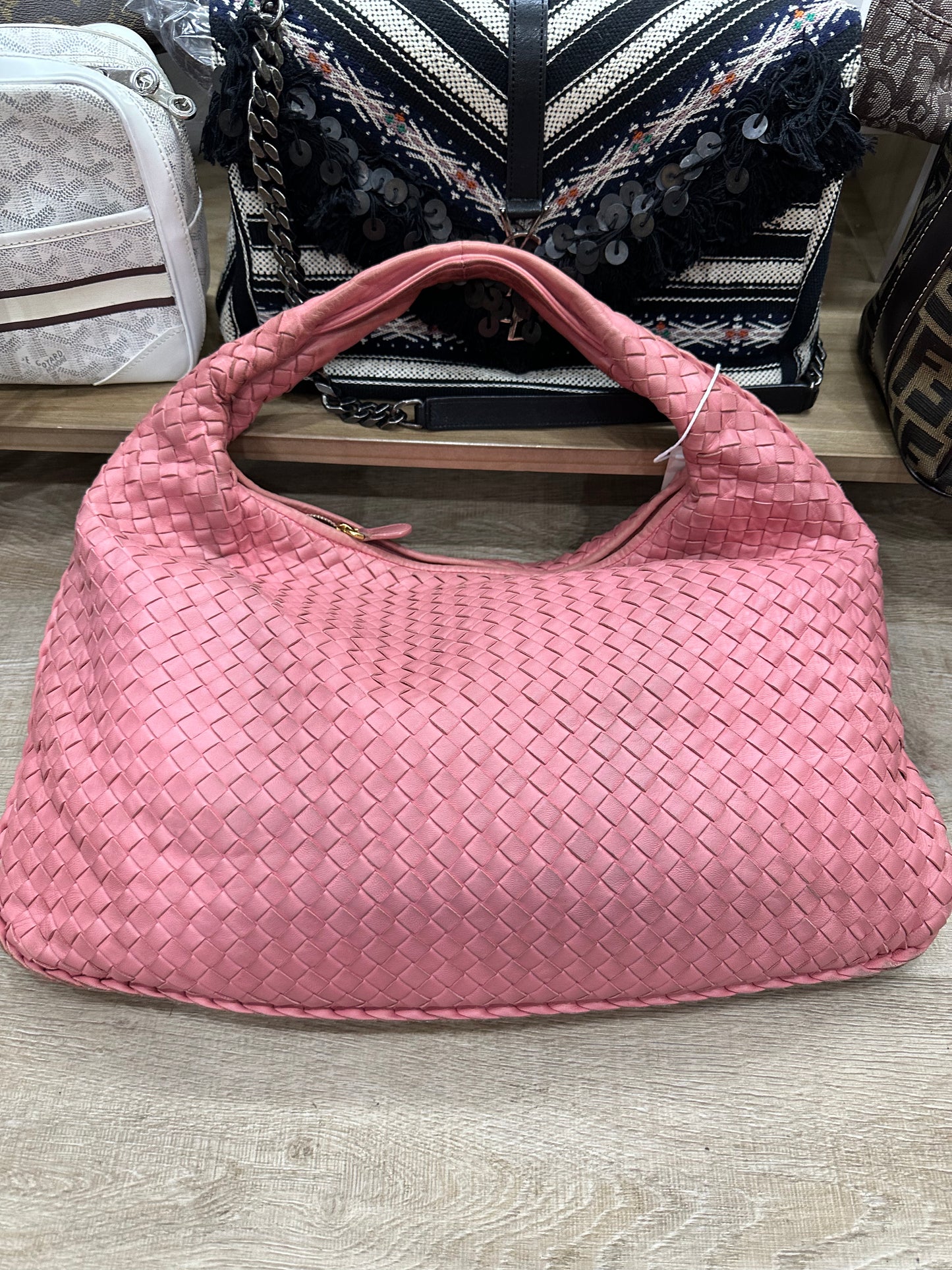 BOTTEGA VENETA Pink Leather Hobo Shoulder Bag