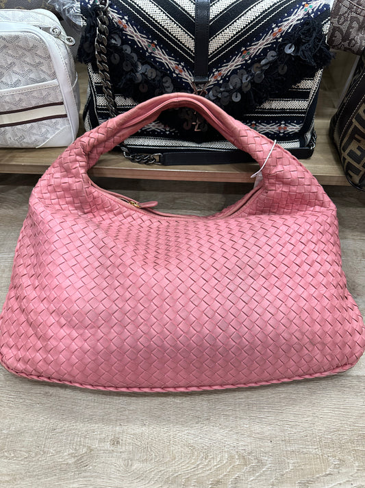 BOTTEGA VENETA Pink Leather Hobo Shoulder Bag