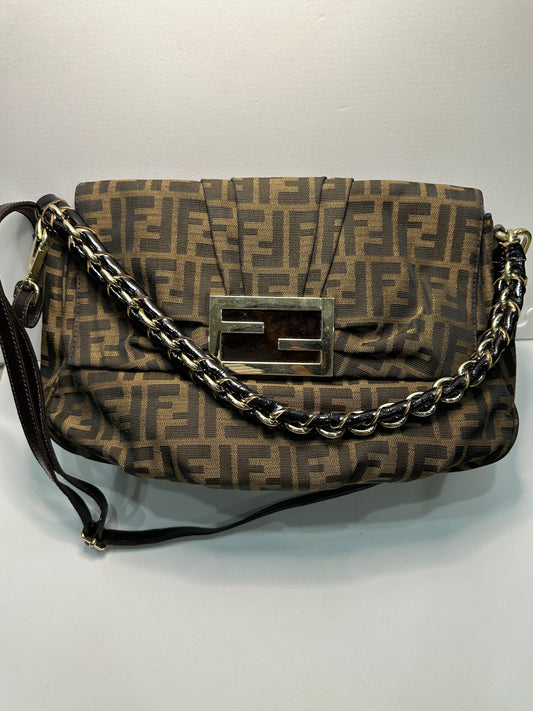Fendi Zucca Mia Flap Shoulder Bag