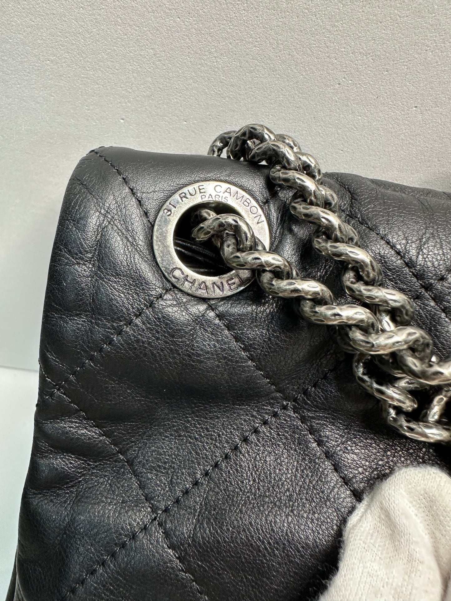 Chanel Calfskin Coco Pleats Flap Black