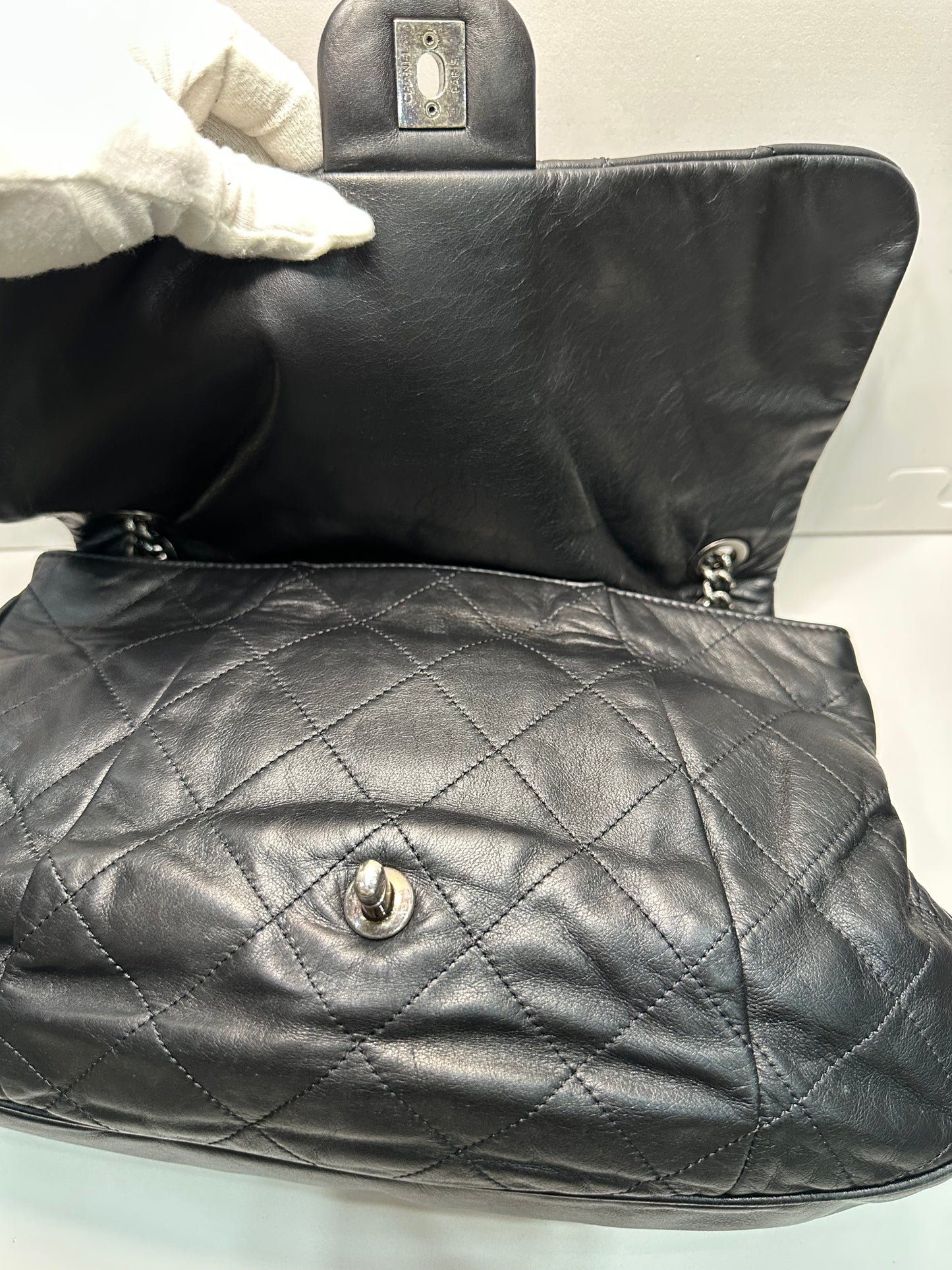 Chanel Calfskin Coco Pleats Flap Black